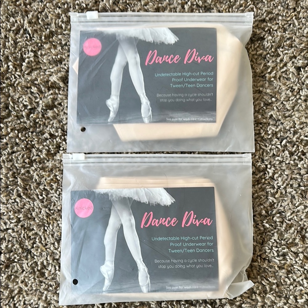 NWT! 2 pack Dance Diva High-Cut Period Proof Underwear